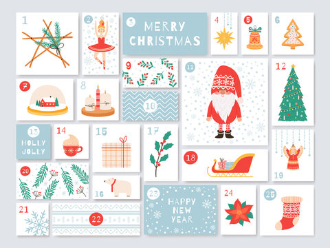 Christmas advent calendar, holiday event day to new year
