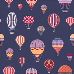Vintage Hot Air Balloons Seamless Pattern