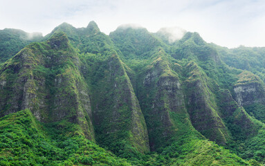 Mountain in the Kualoa Ranch, Oahu island in Hawaii