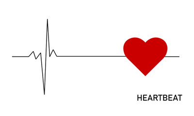 Heartbeat line icon. Pulse rate monitor. Vector illustration of heart beat ecg. Healthy and medical concept. Cardio symbol