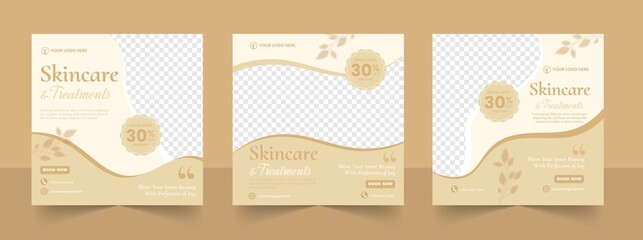 Beauty bodycare wellness and spa treatments content ideas for social media square post banner template