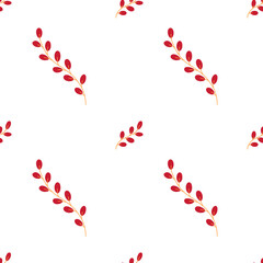 Floral light seamless pattern. Vector Illustration of branches with red leaves for fabric, textile, background, wallpaper.