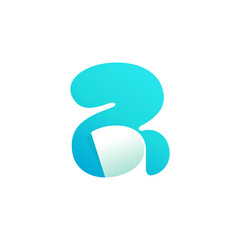Number two logo with curled corner. Negative space style icon. Colorful gradient note paper.