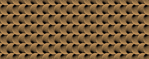 Black and golden circular optical pattern, gold geometric background