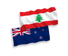 Flags of New Zealand and Lebanon on a white background