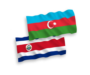 Flags of Republic of Costa Rica and Azerbaijan on a white background
