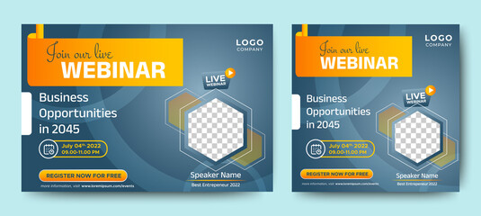 Business Conference live webinar banner invitation and social media post template. Business webinar invitation design. Vector EPS
