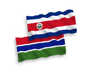 Flags of Republic of Costa Rica and Republic of Gambia on a white background