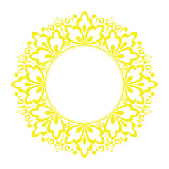 Decorative frame Elegant vector element for design in Eastern style, place for text. Floral yellow and white border. Lace illustration for invitations and greeting cards
