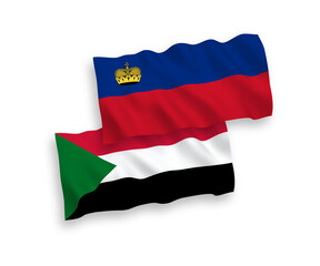 Flags of Liechtenstein and Sudan on a white background