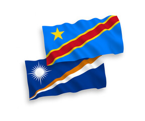 Flags of Republic of the Marshall Islands and Democratic Republic of the Congo on a white background