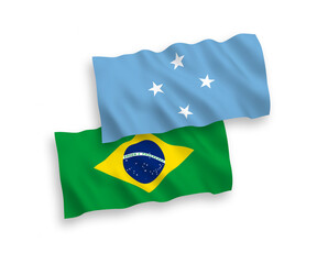 Flags of Brazil and Federated States of Micronesia on a white background