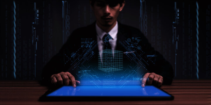 Metaverse digital cyber world technology concept. virtual digital dashboard interface The real world virtual