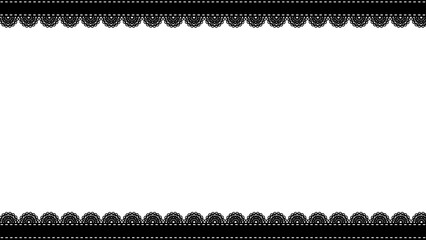 レースフリルのシンプルフレーム　モノクロ