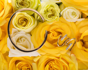bracelet , earrings and roses