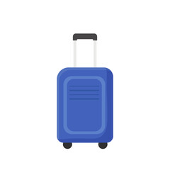 Flat blue travel suitcase icon isolated on white background. Flat vector illustration