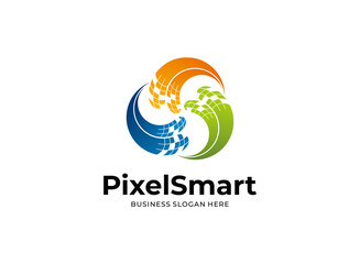 Sphere logo dots triangle abstract design technology