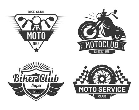 Motorcycle badges of collection, moto biker club