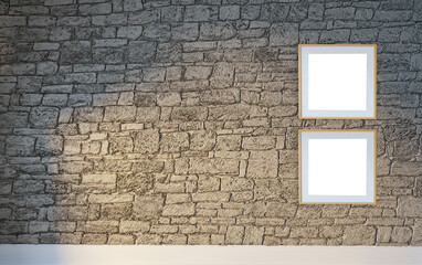 brick stone wall interior design for home, office, hotel and bedroom. 3D illustration