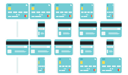 Abstract credit card rotating with front and back side views. Animation sprite sheet isolated on white