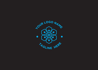 Technology iconic Logo. Cyan color. Usable for Businesses and Companies, Agency, Startup, IT firm