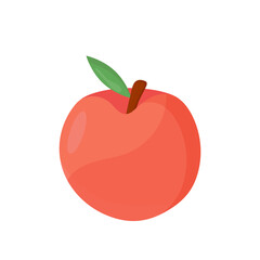 Peach fruit icon isolated on white background. Flat vector illustration