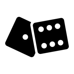 Two Black Dice Cubes on White Background. icon illustration. Two dice to gamble for casino apps and websites
