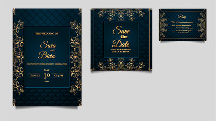 luxury save the date wedding invitation card template design set
