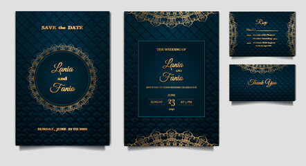 luxury elegant wedding invitation card template design set