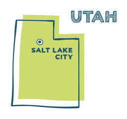 Doodle vector map of Utah state of USA