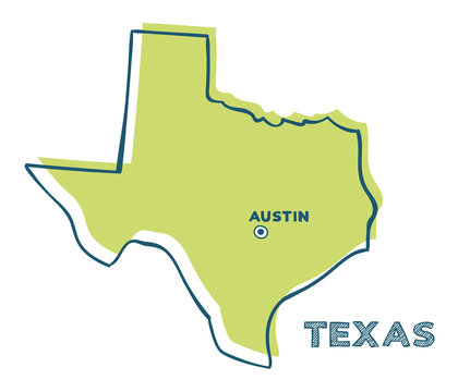 Doodle vector map of Texas state of USA