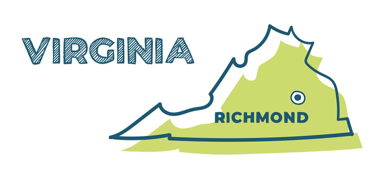 Doodle vector map of Virginia state of USA