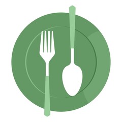 Cutlery fork spoon and plate. vector sketch. hand drawing isolated