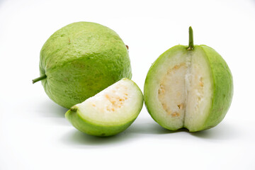 green Guava or peyara fruit isolated on the white background