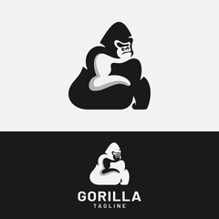 Letter Initial G Gorilla Logo Design Template. Suitable for General Sports Fitness Finance Construction Company Business Corporate Shop Apparel in Simple Modern Style Logo Design.