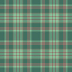 Plaid seamless pattern in green. Check fabric texture. Vector textile print.
