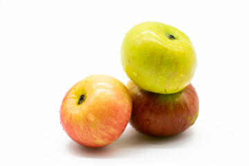 Fresh group of apple close up isolate on white background.