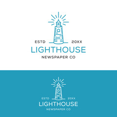 Lighthouse Paper Tower Logo Design Template. Perfect for Newspaper Companies, Magazines, Bookstores, Schools, Colleges, Book Publishers, or The City with Lighthouses.