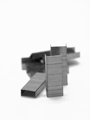 stapler pins isolated on white background. it is office and stationary tools..