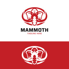 Red Mammoth Elephant Head Logo Design Template. Suitable for Fashion Clothing Apparel Sport Finance Management Business Car Vehicle Brand Company Shop Logo Design.