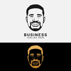 Smile Man Head Logo Design Template. Suitable for General Sports Fitness Finance Construction Company Business Corporate Shop Apparel in Simple Modern Style Logo Design.