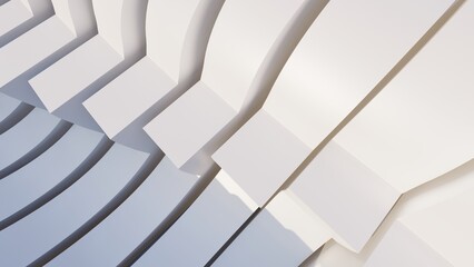 Abstract white background curved pattern in design 3d render