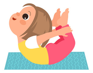 Healthy kid physical activity. Girl yoga exercise