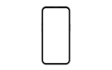 Black smartphone with blank screen isolated on white background. Mockup to showcasing mobile...
