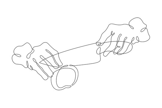 hands holding handcuffs continuous line art clip art preview