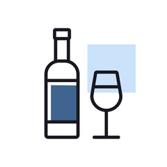 Wine bottle and glasses vector icon
