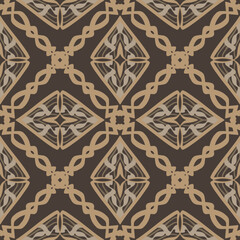 Seamless Pattern with Tribal Shape. Designed in Ikat, Aztec, Folklore, and Arabic Style. Ideal for Fabric Garment, Ceramics, Wallpaper. Vector Illustration.