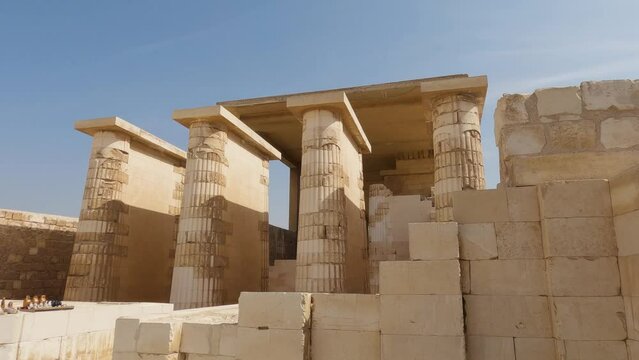 View Of Hypostyle Hall At The Pyramid of Zoser In Bright Sunny Day