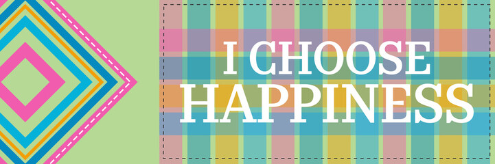 I Choose Happiness Green Colorful Textile Stitch Design Horizontal 