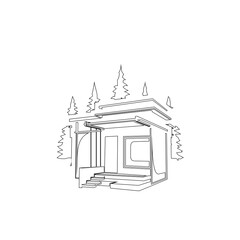 house and trees logo design outline